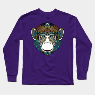 hipster monkey colorful Long Sleeve T-Shirt